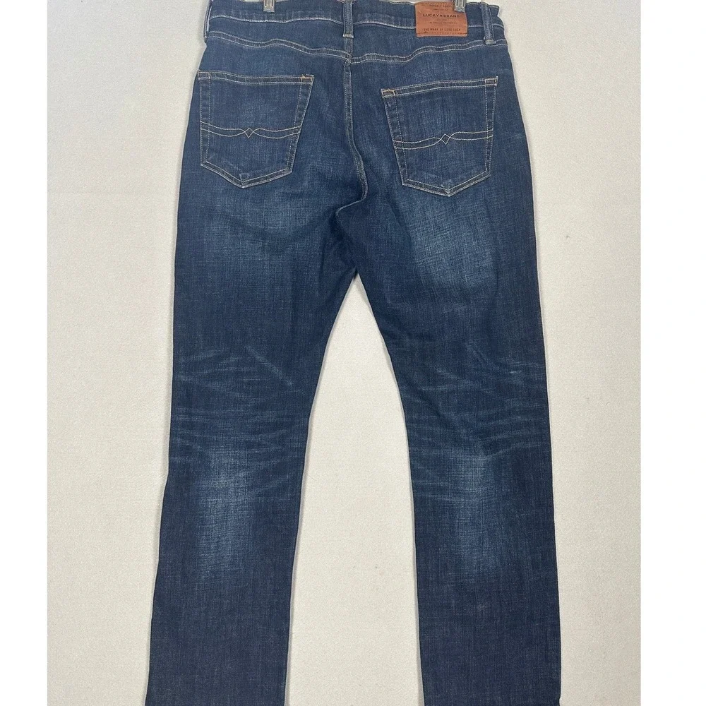 Lucky Brand 410 Jeans Mens 34X30 Blue Athletic Slim Whiskering Stretch Denim